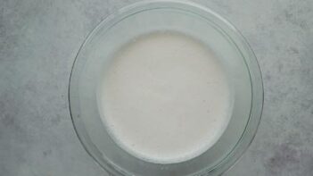 White marshmallow cream jello mixture in a large bowl.