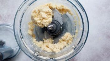 pie dough mixed in a food processor