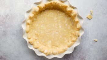 an unbaked pie in a pie plate