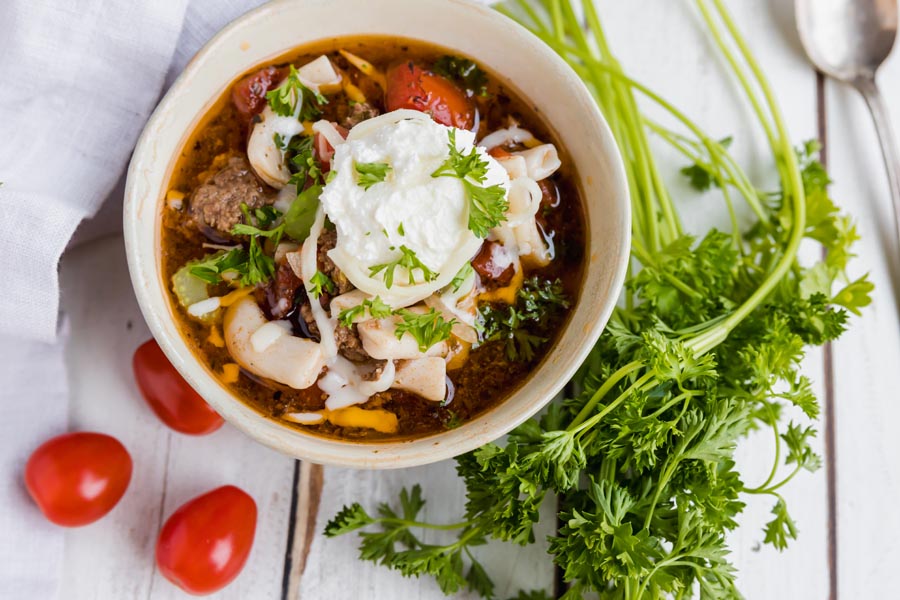 creamy keto lasagna soup with ground beef made in an instant pot