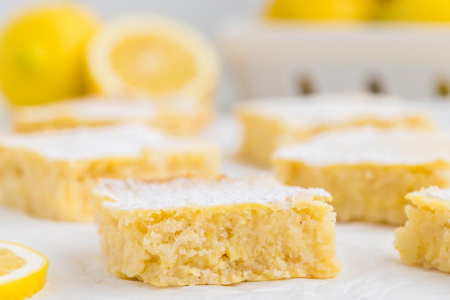 A lemon bar in from other other lemon squares.