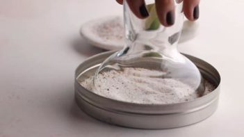 salting the rim of a margarita glass