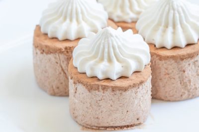 close up of creamy hot chocolate mini desserts