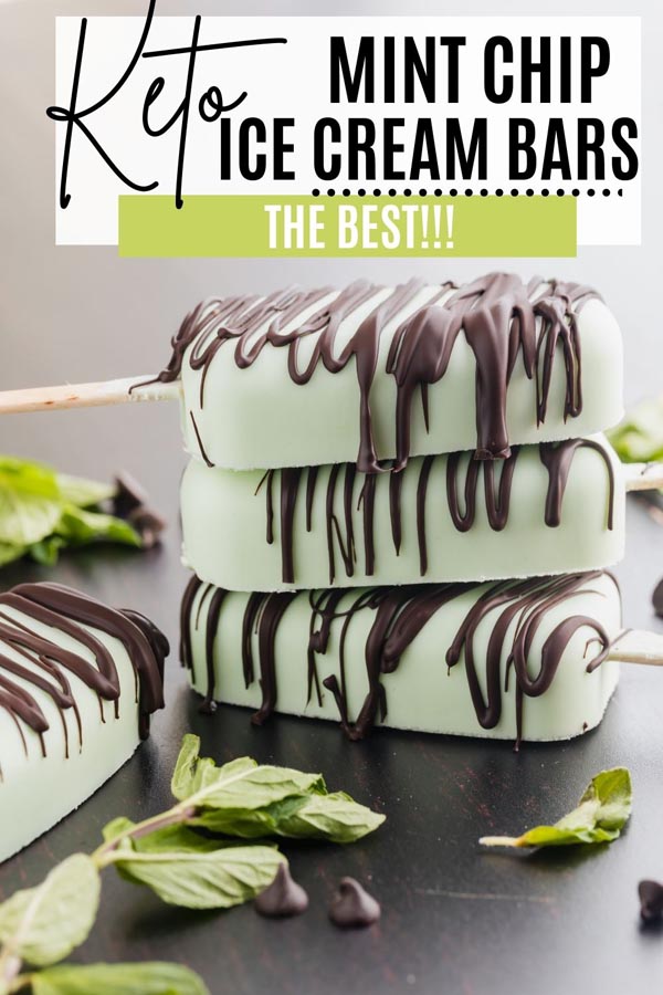 a stack of mint chocolate ice bars with mint leaves