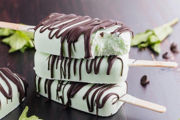 a bite out of a mint ice cream bar