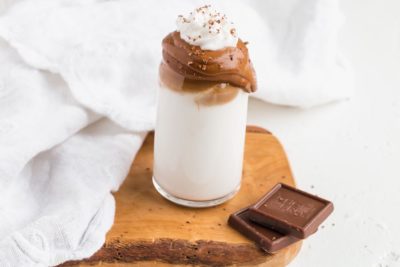 keto mocha dalgona coffee with whipped cream on top