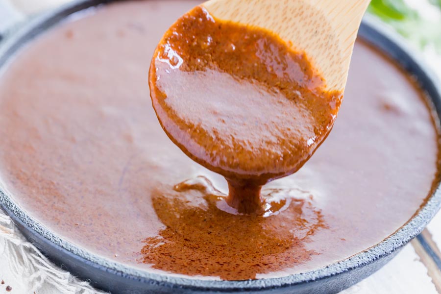 a spoonful of mole sauce