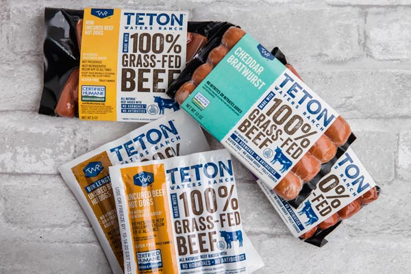 a bunch of packages of teton waters ranch hot dogs