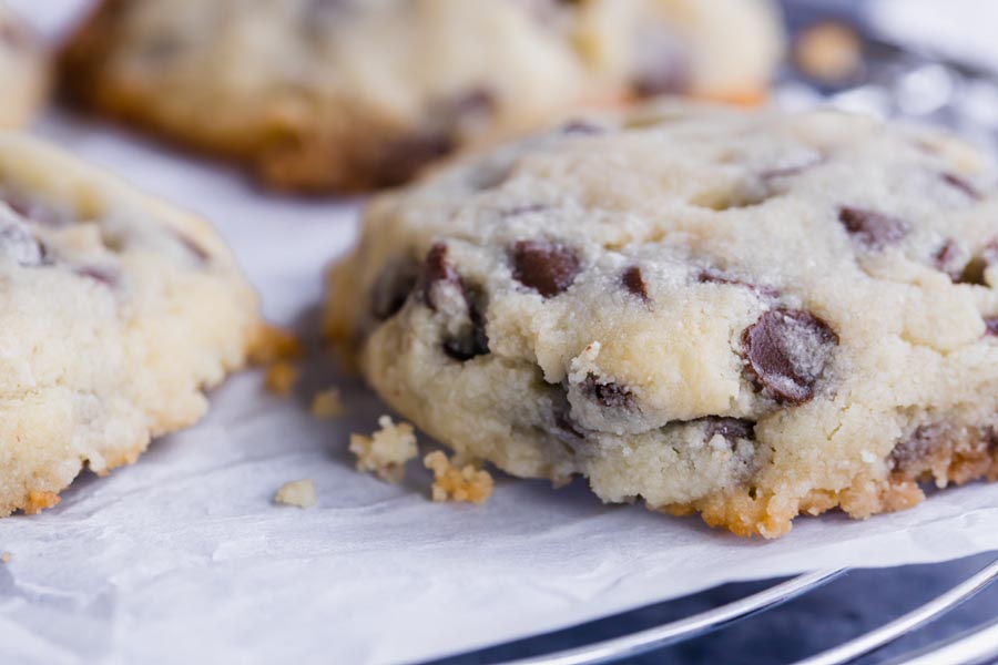 a chocolate chip cookie close up