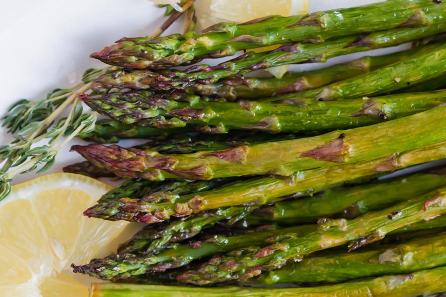 crisp roasted dark green asparagus