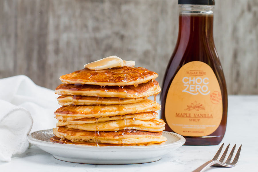 coconut flour pancakes with keto syrup