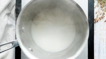 panna cotta cooking in a steamy saucepan