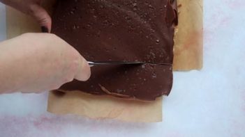 cutting chocolate bars with a knife