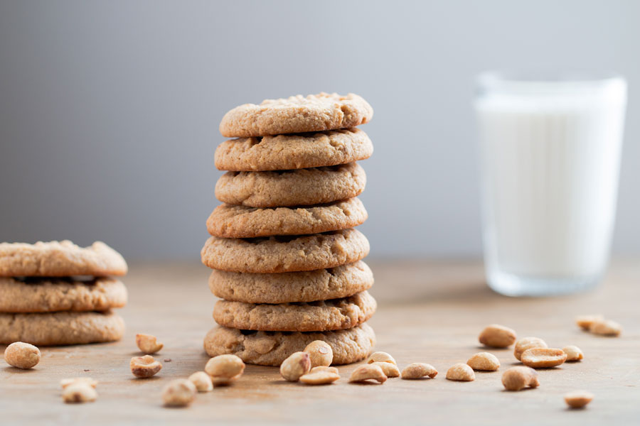 stack of chewy peanut butter cookies