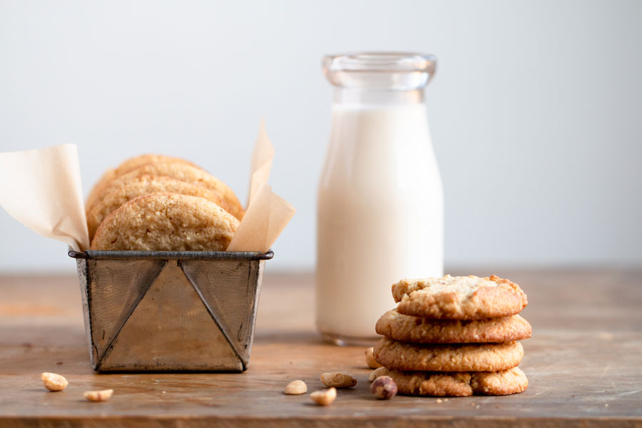 keto peanut butter cookies paired with glass of milk