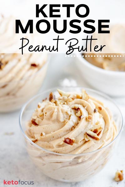 peanut butter mousse piped into a dish and topped with nuts