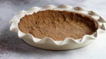 chocolate pie crust in a pie plate