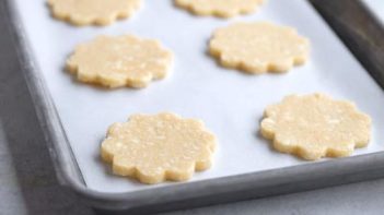 cookies cut out on a tray