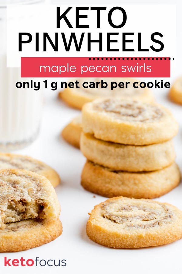 a stack of pinwheel cookies and a glass of milk nearby