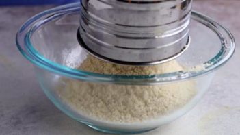 sifting keto flours with a sifter