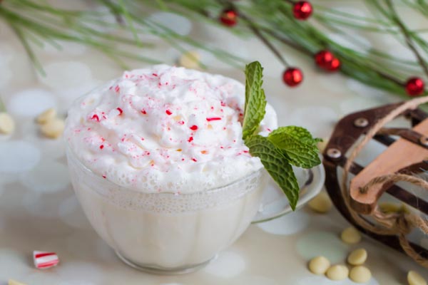 low carb white peppermint hot chocolate for Christmas
