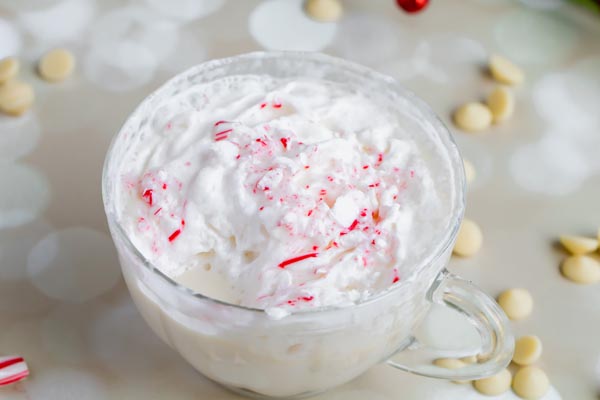 keto peppermint hot cocoa with candy cane toppings