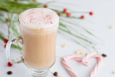 keto peppermint white mocha with a candy cane heart