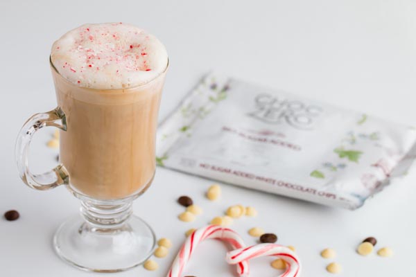 sugar free keto white chocolate with peppermint mocha