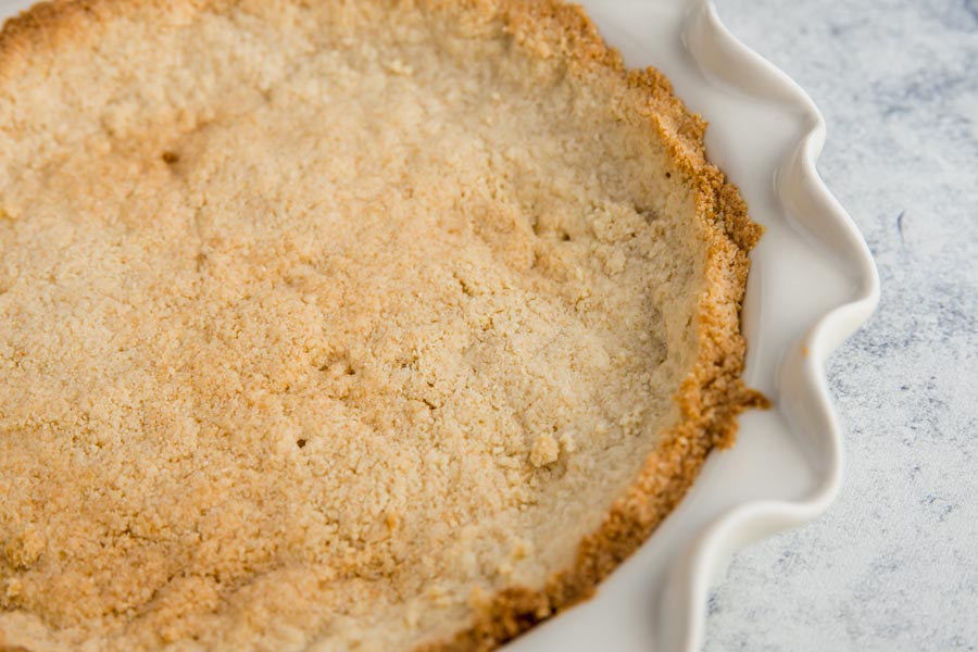 close up view of golden brown keto pie crust