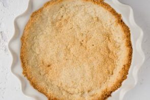 coarse crumbled pie crust in a food processor