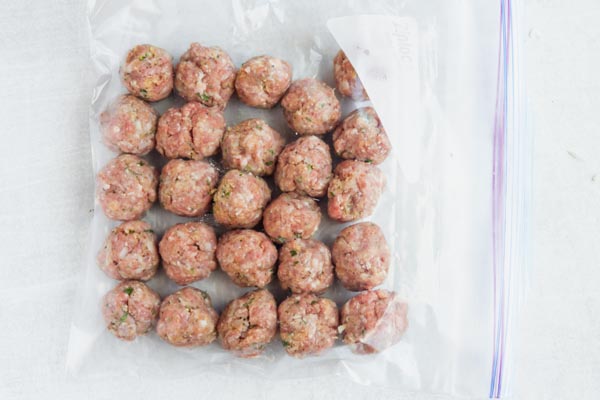 keto meatballs prepped for the freezer