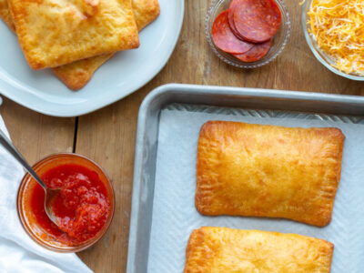 keto pizza pockets on a pan