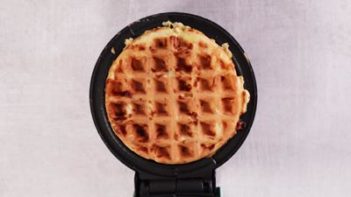 finished chaffle in the waffle maker