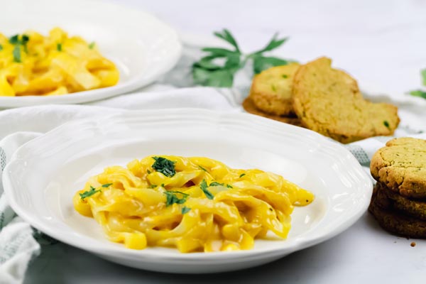 pumpkin alfredo with pumpkin biscuits