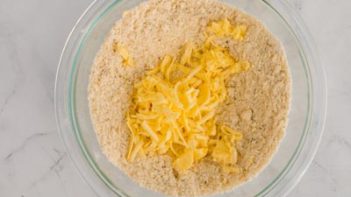 grated butter in the dry mixture