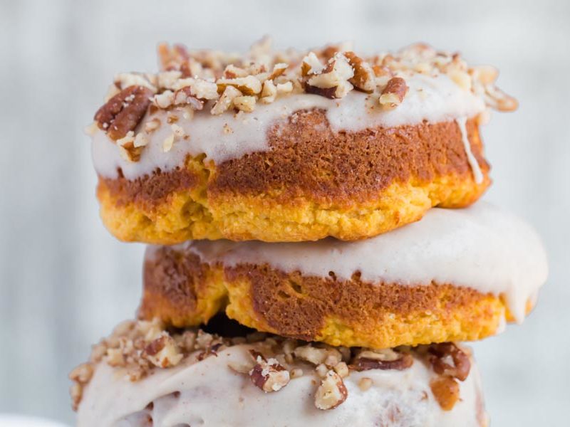 pumpkin donuts stacked up