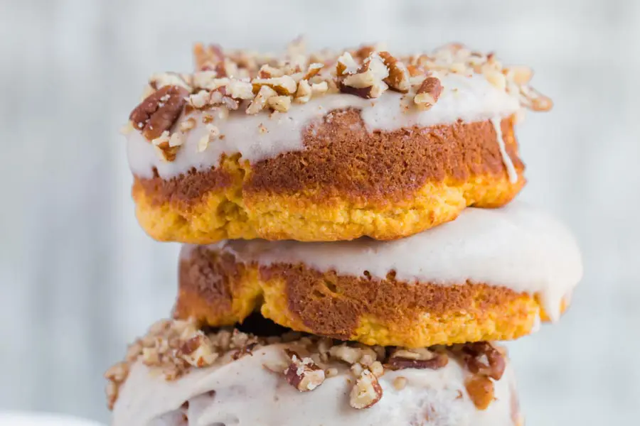 pumpkin donuts stacked up