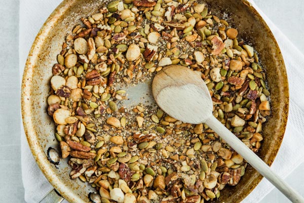 roasted nuts in a skillet