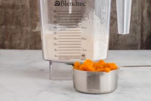 pancake ingredients in a blender