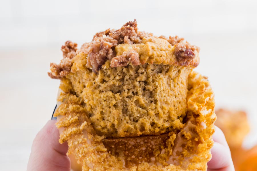 pecan streusel on a muffin