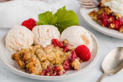 plate of raspberry crumble