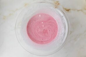 The raspberry marshmallow filling mixed into a smooth, fluffy pink cream.