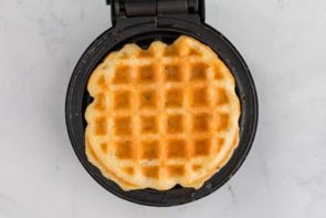 cooked chaffle on a waffle maker