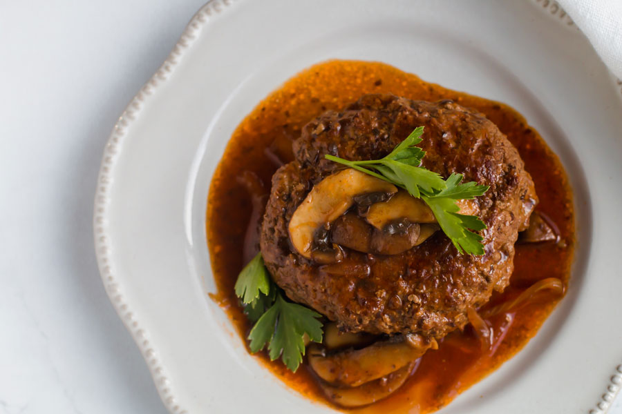 plate of keto salisbury steak