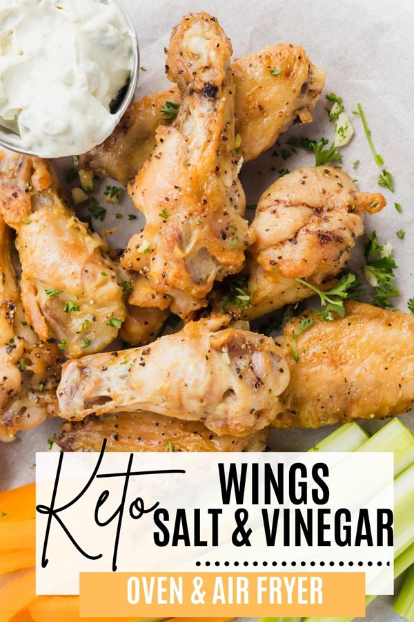 crispy wings on a plate next to celery and bell pepper