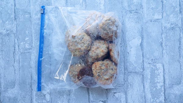 a bag of frozen sausage biscuits