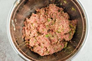 ground beef and parsley mixture in a bowl