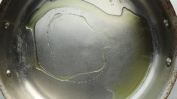 oil heating in a skillet