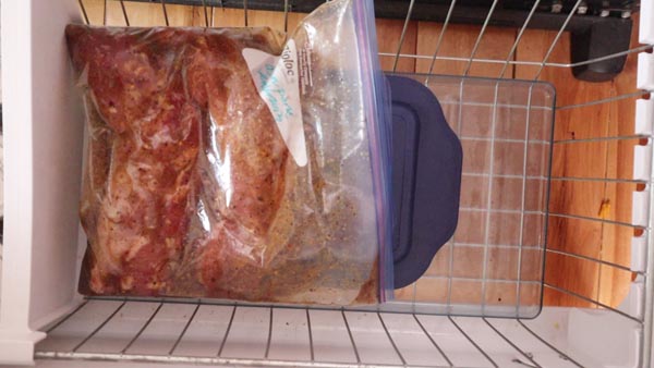 keto marinated pork tenderloin freezer meal in the freezer