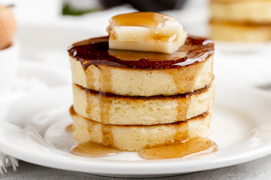 syrup dripping down a pancake